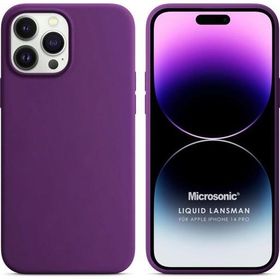 Microsonic Apple iPhone 14 Pro Liquid Lansman Silikon Mor Cep Telefonu Kılıfı