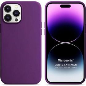 Microsonic Apple iPhone 14 Pro Liquid Lansman Silikon Mor Cep Telefonu Kılıfı
