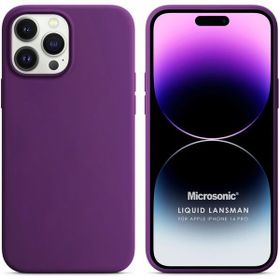 Microsonic Apple iPhone 14 Pro Liquid Lansman Silikon Mor Cep Telefonu Kılıfı