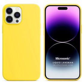 Microsonic Apple iPhone 14 Pro Liquid Lansman Silikon Sarı Cep Telefonu Kılıfı