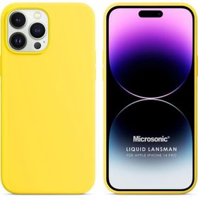 Microsonic Apple iPhone 14 Pro Liquid Lansman Silikon Sarı Cep Telefonu Kılıfı