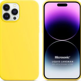 Microsonic Apple iPhone 14 Pro Liquid Lansman Silikon Sarı Cep Telefonu Kılıfı