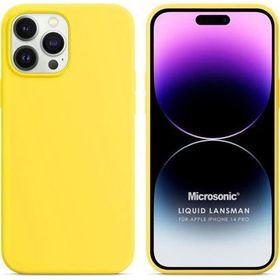 Microsonic Apple iPhone 14 Pro Liquid Lansman Silikon Sarı Cep Telefonu Kılıfı