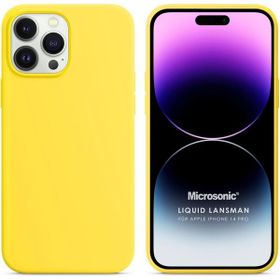 Microsonic Apple iPhone 14 Pro Liquid Lansman Silikon Sarı Cep Telefonu Kılıfı
