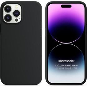 Microsonic Apple iPhone 14 Pro Liquid Lansman Silikon Siyah Cep Telefonu Kılıfı
