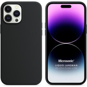 Microsonic Apple iPhone 14 Pro Liquid Lansman Silikon Siyah Cep Telefonu Kılıfı