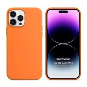 Microsonic Apple iPhone 14 Pro Liquid Lansman Silikon Turuncu Cep Telefonu Kılıfı