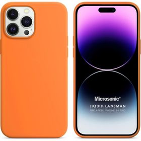 Microsonic Apple iPhone 14 Pro Liquid Lansman Silikon Turuncu Cep Telefonu Kılıfı