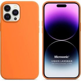 Microsonic Apple iPhone 14 Pro Liquid Lansman Silikon Turuncu Cep Telefonu Kılıfı