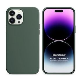 Microsonic Apple iPhone 14 Pro Liquid Lansman Silikon Yeşil Cep Telefonu Kılıfı