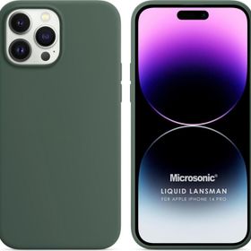 Microsonic Apple iPhone 14 Pro Liquid Lansman Silikon Yeşil Cep Telefonu Kılıfı