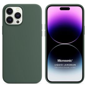 Microsonic Apple iPhone 14 Pro Liquid Lansman Silikon Yeşil Cep Telefonu Kılıfı