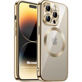 Microsonic Apple iPhone 14 Pro MagSafe Luxury Electroplate Gold Cep Telefonu Kılıfı