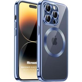 Microsonic Apple iPhone 14 Pro MagSafe Luxury Electroplate Mavi Cep Telefonu Kılıfı