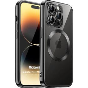 Microsonic Apple iPhone 14 Pro MagSafe Luxury Electroplate Siyah Cep Telefonu Kılıfı