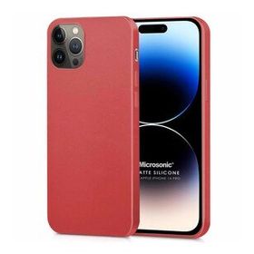 Microsonic Apple iPhone 14 Pro Matte Silicone Kırmızı Cep Telefonu Kılıfı