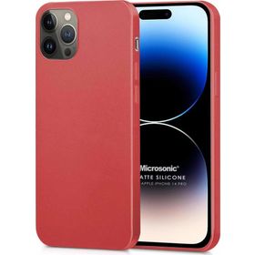 Microsonic Apple iPhone 14 Pro Matte Silicone Kırmızı Cep Telefonu Kılıfı