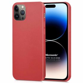 Microsonic Apple iPhone 14 Pro Matte Silicone Kırmızı Cep Telefonu Kılıfı