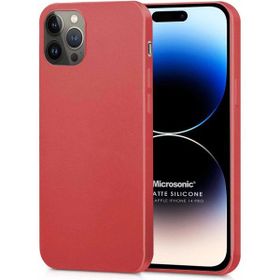 Microsonic Apple iPhone 14 Pro Matte Silicone Kırmızı Cep Telefonu Kılıfı