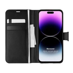Microsonic Apple iPhone 14 Pro Max Delux Leather Wallet Siyah Cep Telefonu Kılıfı