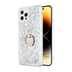 Microsonic Apple iPhone 14 Pro Max Glitter Liquid Holder Gümüş Cep Telefonu Kılıfı
