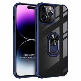 Microsonic Apple iPhone 14 Pro Max Grande Clear Ring Holder Lacivert Cep Telefonu Kılıfı
