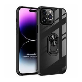 Microsonic Apple iPhone 14 Pro Max Grande Clear Ring Holder Siyah Cep Telefonu Kılıfı