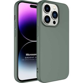 Microsonic Apple iPhone 14 Pro Max Groovy Soft Koyu Yeşil Cep Telefonu Kılıfı