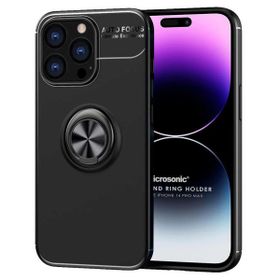Microsonic Apple iPhone 14 Pro Max Kickstand Ring Holder Siyah Cep Telefonu Kılıfı