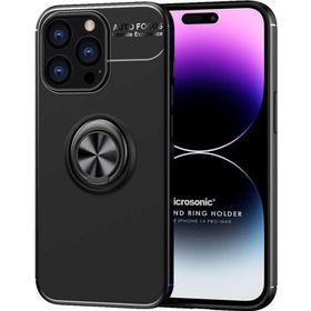 Microsonic Apple iPhone 14 Pro Max Kickstand Ring Holder Siyah Cep Telefonu Kılıfı