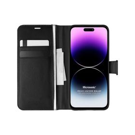 Microsonic Apple iPhone 14 Pro Max Leather Wallet Siyah Cep Telefonu Kılıfı