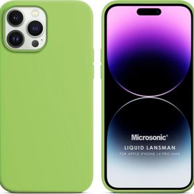 Microsonic Apple iPhone 14 Pro Max Liquid Lansman Silikon Açık Yeşil Cep Telefonu Kılıfı