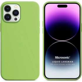 Microsonic Apple iPhone 14 Pro Max Liquid Lansman Silikon Açık Yeşil Cep Telefonu Kılıfı