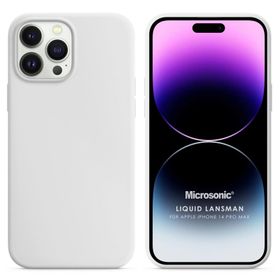Microsonic Apple iPhone 14 Pro Max Liquid Lansman Silikon Beyaz Cep Telefonu Kılıfı