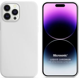 Microsonic Apple iPhone 14 Pro Max Liquid Lansman Silikon Beyaz Cep Telefonu Kılıfı