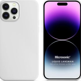 Microsonic Apple iPhone 14 Pro Max Liquid Lansman Silikon Beyaz Cep Telefonu Kılıfı
