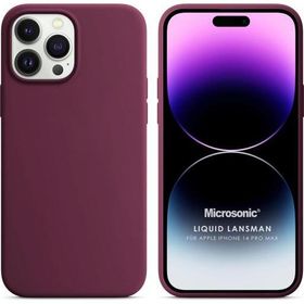 Microsonic Apple iPhone 14 Pro Max Liquid Lansman Silikon Bordo Cep Telefonu Kılıfı
