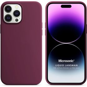 Microsonic Apple iPhone 14 Pro Max Liquid Lansman Silikon Bordo Cep Telefonu Kılıfı
