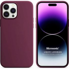 Microsonic Apple iPhone 14 Pro Max Liquid Lansman Silikon Bordo Cep Telefonu Kılıfı