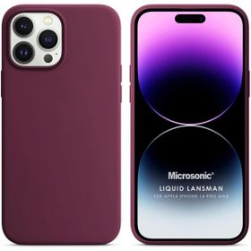 Microsonic Apple iPhone 14 Pro Max Liquid Lansman Silikon Bordo Cep Telefonu Kılıfı