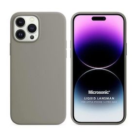 Microsonic Apple iPhone 14 Pro Max Liquid Lansman Silikon Gri Cep Telefonu Kılıfı