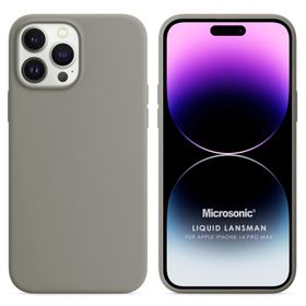 Microsonic Apple iPhone 14 Pro Max Liquid Lansman Silikon Gri Cep Telefonu Kılıfı