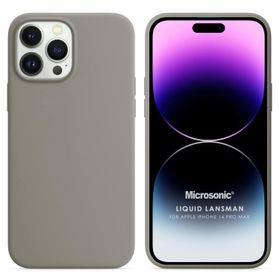 Microsonic Apple iPhone 14 Pro Max Liquid Lansman Silikon Gri Cep Telefonu Kılıfı