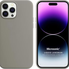 Microsonic Apple iPhone 14 Pro Max Liquid Lansman Silikon Gri Cep Telefonu Kılıfı
