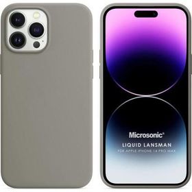 Microsonic Apple iPhone 14 Pro Max Liquid Lansman Silikon Gri Cep Telefonu Kılıfı