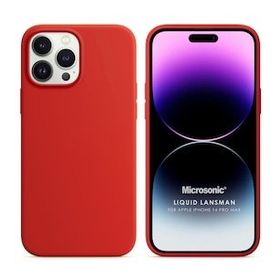 Microsonic Apple iPhone 14 Pro Max Liquid Lansman Silikon Kırmızı Cep Telefonu Kılıfı