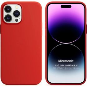 Microsonic Apple iPhone 14 Pro Max Liquid Lansman Silikon Kırmızı Cep Telefonu Kılıfı