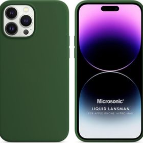Microsonic Apple iPhone 14 Pro Max Liquid Lansman Silikon Koyu Yeşil Cep Telefonu Kılıfı