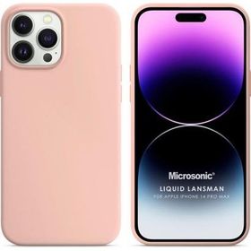 Microsonic Apple iPhone 14 Pro Max Liquid Lansman Silikon Kum Pembesi Cep Telefonu Kılıfı