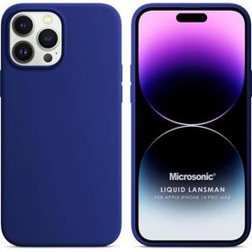 Microsonic Apple iPhone 14 Pro Max Liquid Lansman Silikon Lacivert Cep Telefonu Kılıfı